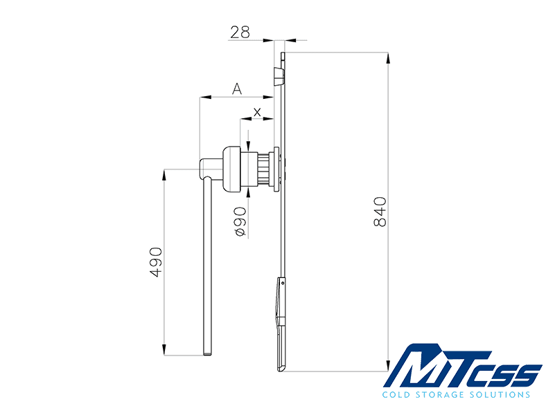 MTH Sliding Cold Room Door Handle Set 60-92mm