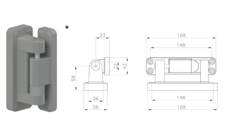 MTH Reversible Cold Room Door Hinge - 68mm-90mm