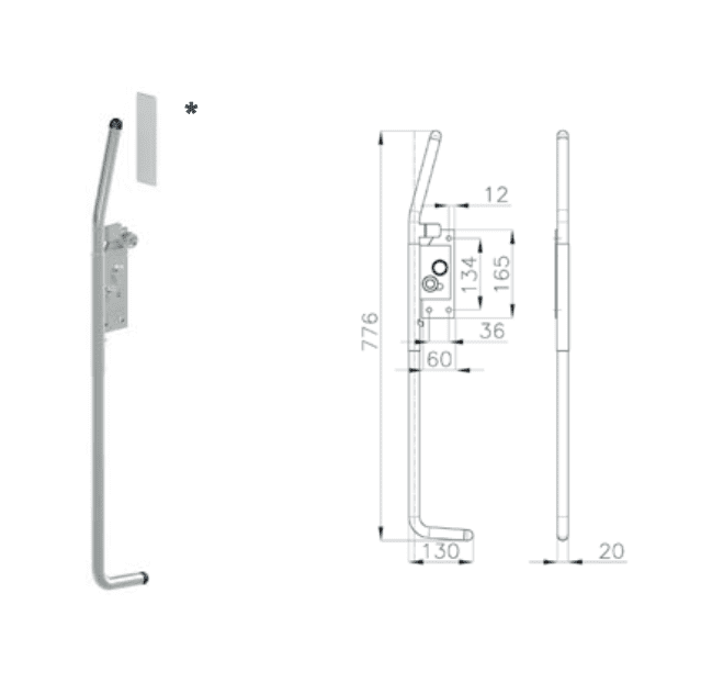 MTH Internal Sliding Cold Room Door Handle - Right Hand