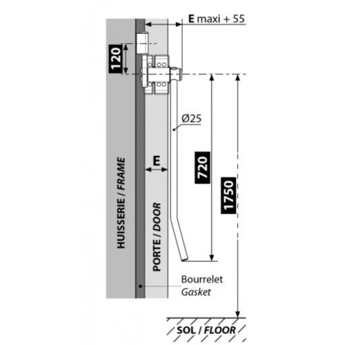 Fermod 3530 External Sliding Coldroom Door Handle