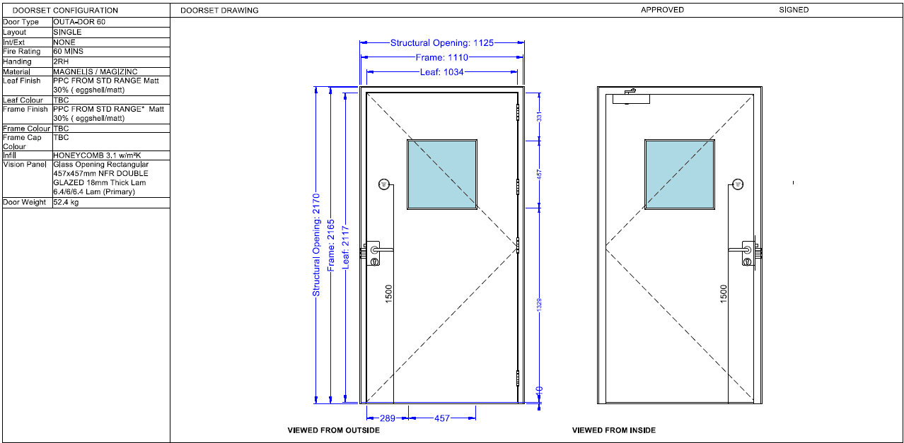 Fire Rated Door - 1 Hour (New but returned)